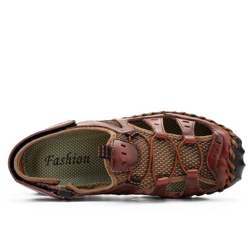 Herren Sandalen Schwarz Leder Gladiatorensandalen Outdoor Sommer Römische Sandalen Grün Strandschuhe Übergröße
