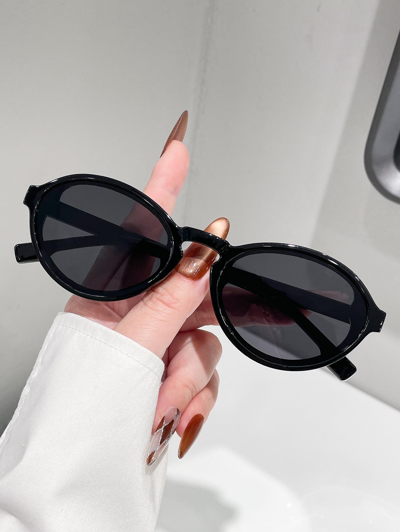 

Unisex Simple Solid Color Oval Frame Fashion Glasses for Daily Wear Photography And Driving Versatile Minimalist Style Eyewear чёрный