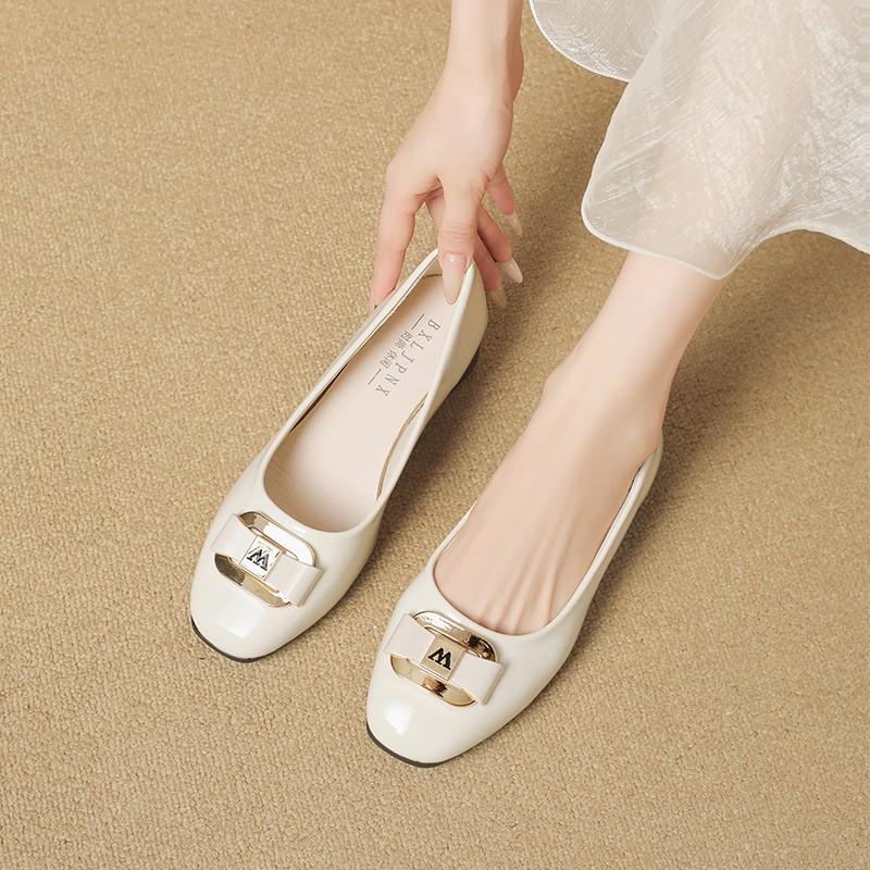 Spring and autumn new temperament thick heel square buckle single shoes women's fashion light mouth fashion versatile professional work shoes