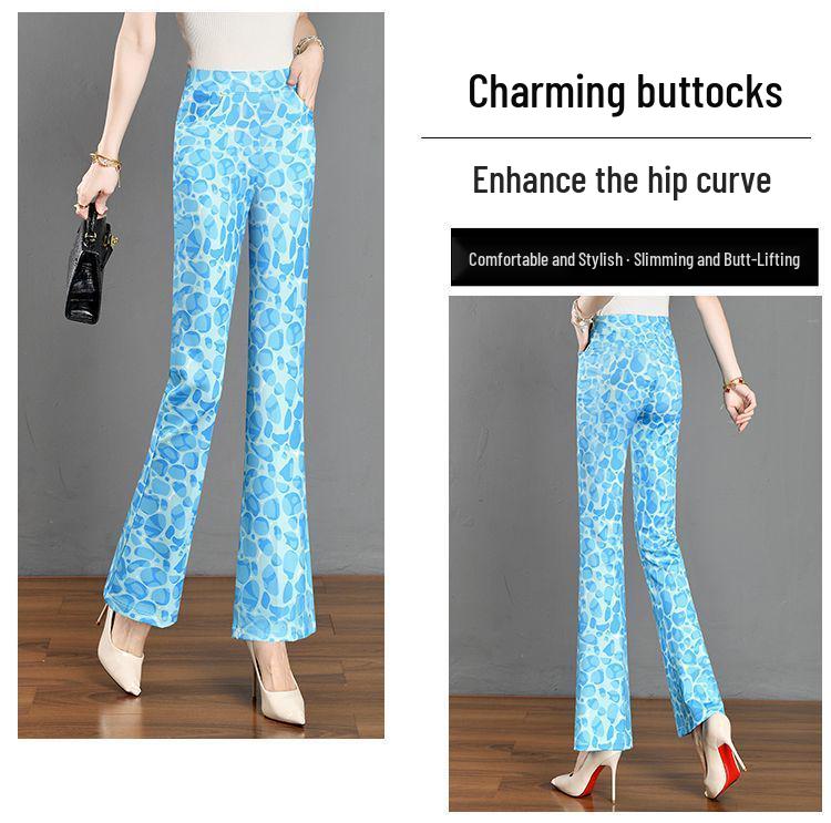 Elastic Waist Women's Plaid Micro Flare Pants - Summer Versatile 2025 Slimming Bodycon Stretchy Fashion.