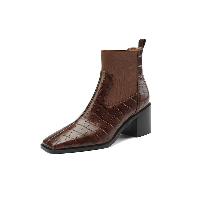 

Мода 2024 Новые Ботильоны из Натуральной Кожи Модные Ботинки из Натуральной Кожи Женские Классические Ботинки Челси Ботинки на Высоком Каблуке Женские Ботинки 35 коричневый