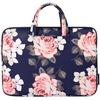 Sac pour ordinateur portable 13" avec imprimé rose et poignée - Bleu marine