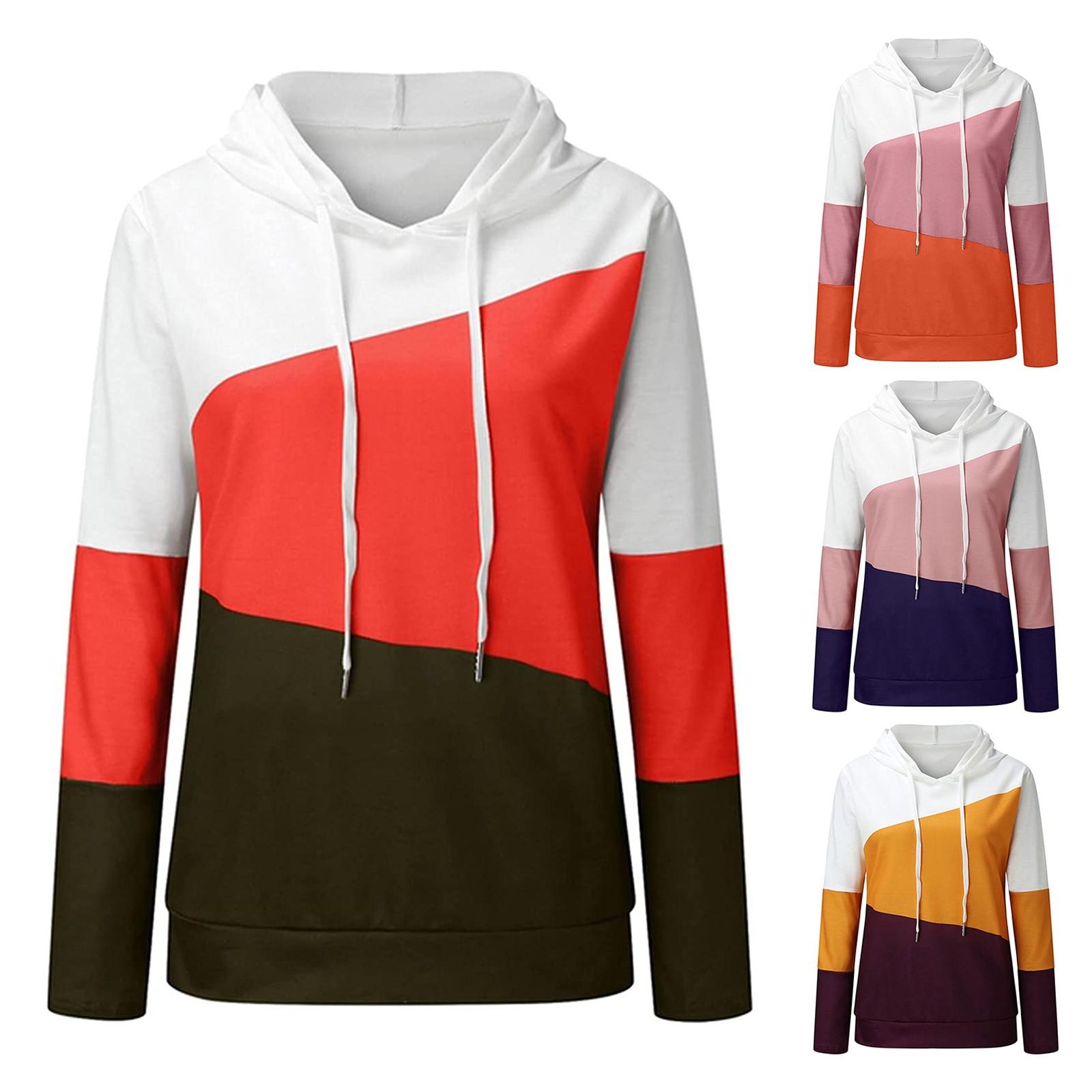 

Женский повседневный пуловер с длинными рукавами контрастного цвета, толстовка