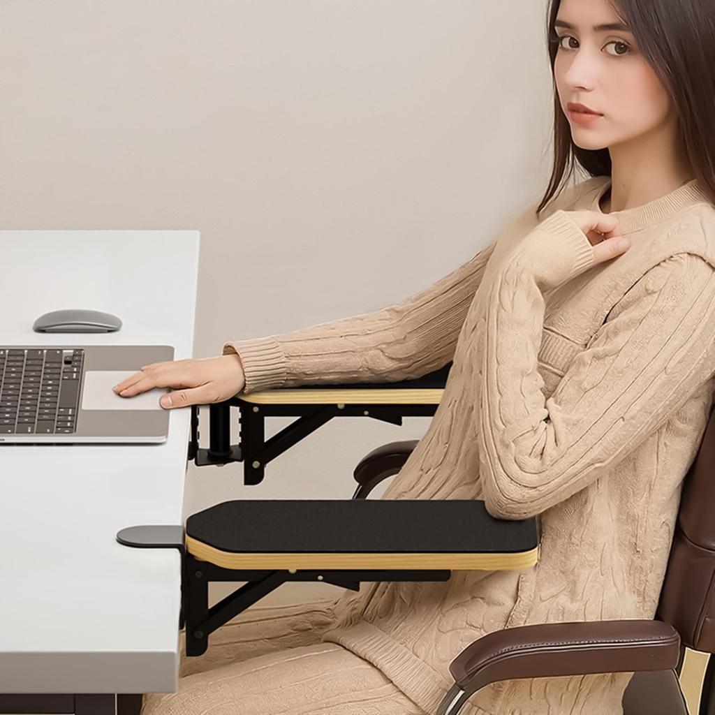 Computer Arm Rest for Desk Wooden Table Extender 90 Degree Rotatable Foldable Padded Arm Rest for Typing Gameplay Computer