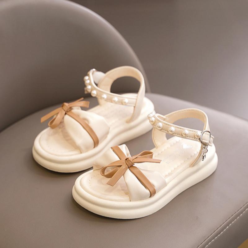 

Сандалии для девочек, летняя мода, туфли принцессы с открытым носком, детские с мягкой подошвой для среднего и старшего возраста, пляжная обувь для детей младшего школьного возраста 26 белый