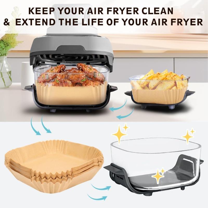 100pcs Large Air Fryer Parchment Liners - Non-Stick High Heat Resistant Disposable Sheets, Ruffled Edges for Ovens/Microwaves