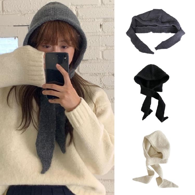 Fashionable Women Knitted Hat with Neck Coverage Unisex Teenager Protable Hat for Winter Sports and Leisures