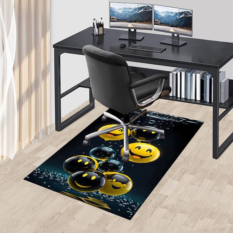 1pc Smiley Face Chair Mat - Anime Cartoon Design, Non-Slip Carpet for Office and Home Decor, Suitable for All Seasons.A056 60cm by 90cm