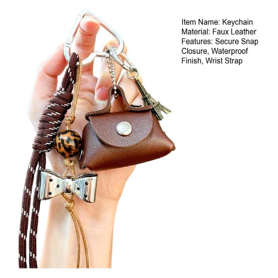 Brelok Mini Torebka Pierożek Portmonetka Zapięcie Bezpieczeństwa Odpinany Pasek na Nadgarstek Wodoodporna Sztuczna Skóra