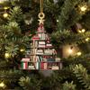 Acrylic Cartoon Book Shelf Christmas Tree Car Rearview Mirror Hangings Pendant Decorative Book Lovers Ornament