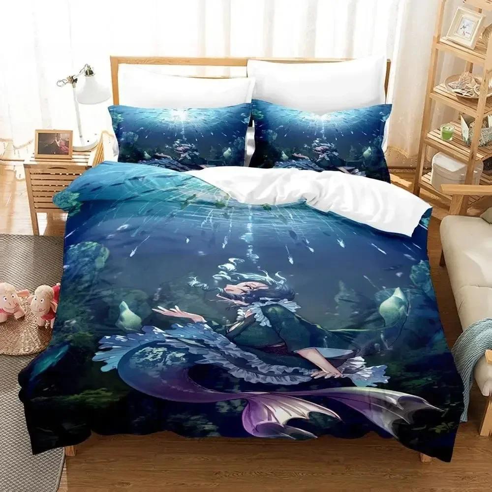 3D Print Anime Wakasagihime (Touhou) Bedding Set Single Twin Full Queen King Size Bed Set Aldult Kid Bedroom Duvet Cover Sets