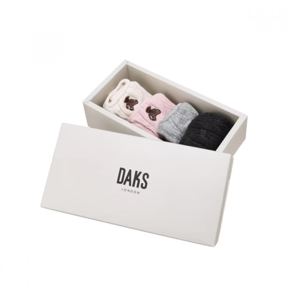 Daks Ankle Socks Set Of 4 With Logo Embroidery Cotton Blend Dcss6f820i1 Single option