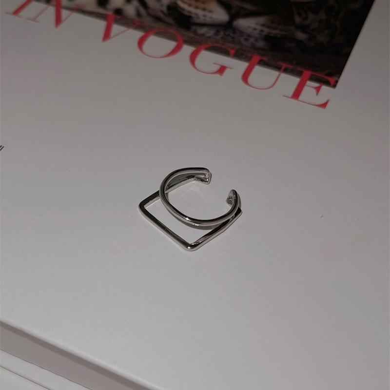 Women s Retro Geometric Double Layer Open Ring - Irregular Korean-Japanese Style Index Finger Accessory Adjustable Open