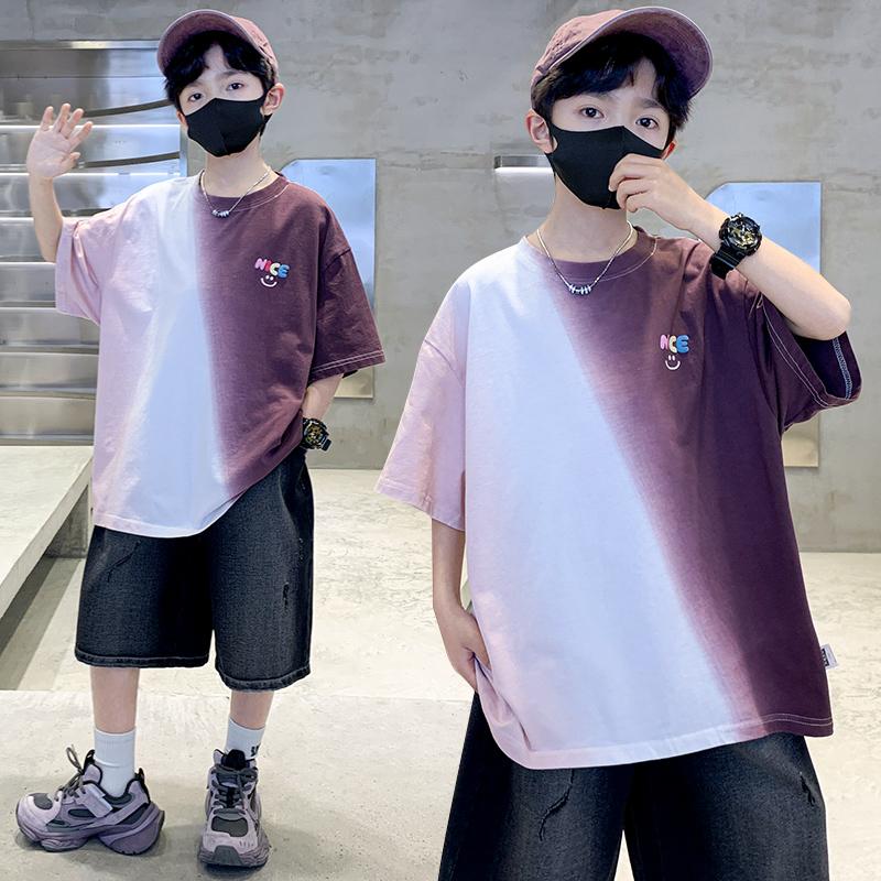 Children's clothing boys' summer T-shirt short sleeved 2026 new summer boys' big children's summer cool top trend