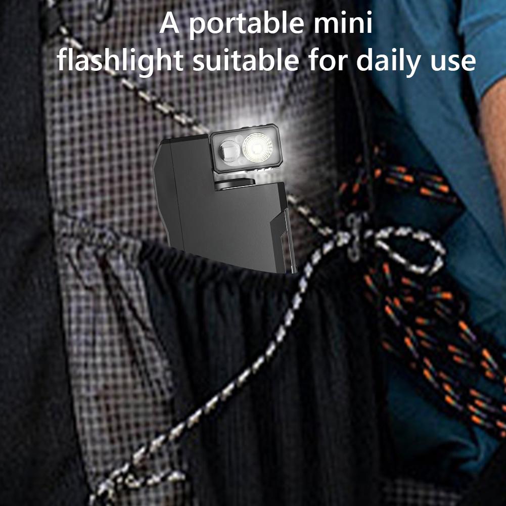 Magnetic LED Flashlight Pocket Flashlight Rechargeable Magnetic Keychain Work Light 180° Rotating Waterproof Outdoor Emergency