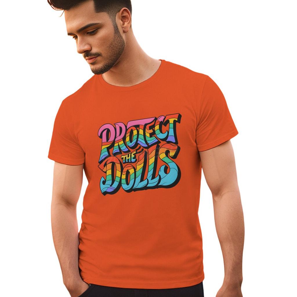 Protect The Dolls Print Tshirts For Men Summer Fashion Casual Tee Shirts Short Sleeve Round Collar Men Tops Streetwear Tops