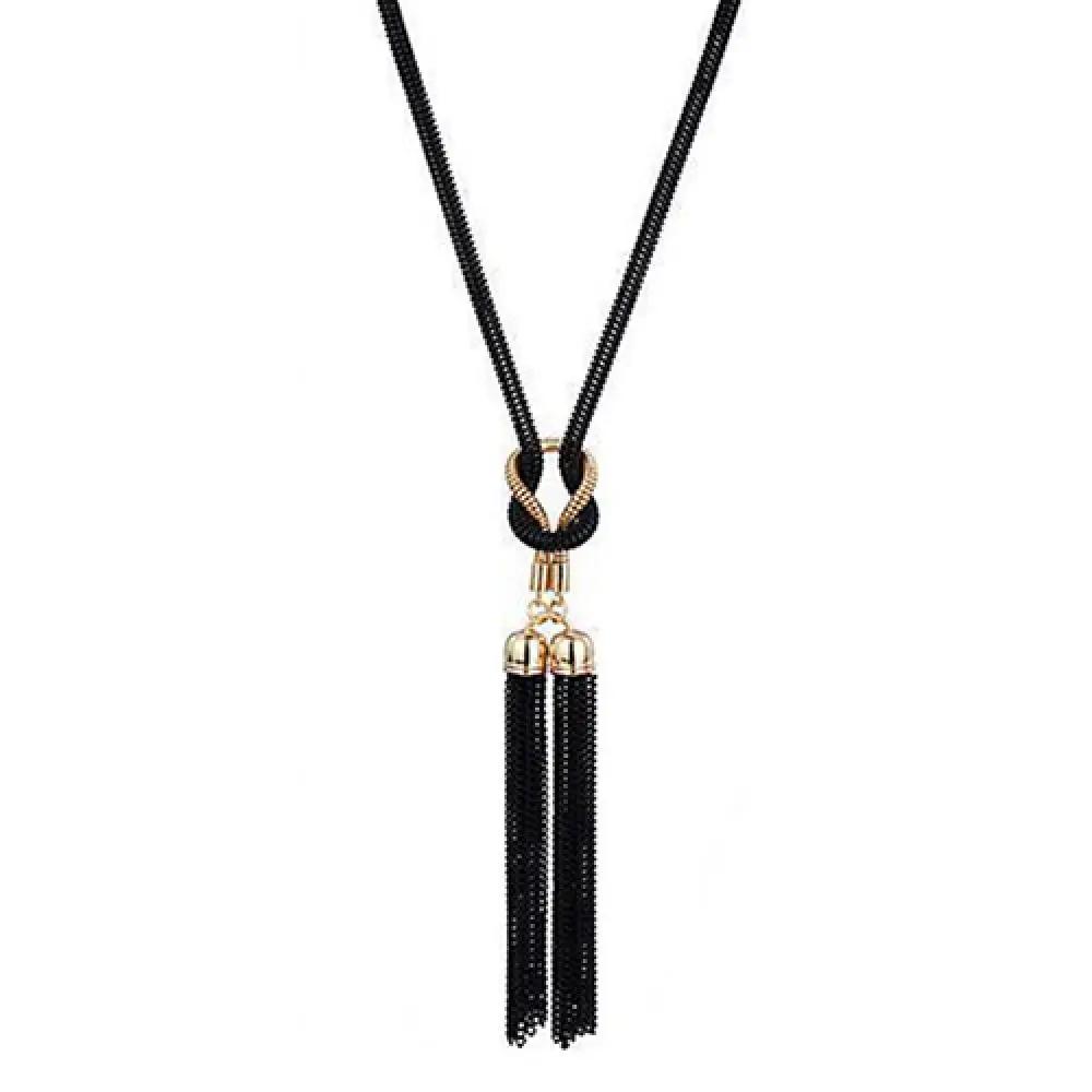 Fashion Women Necklace Tassel Pendant All Match Long Chain Sweater Necklace Jewelry Gift чёрный