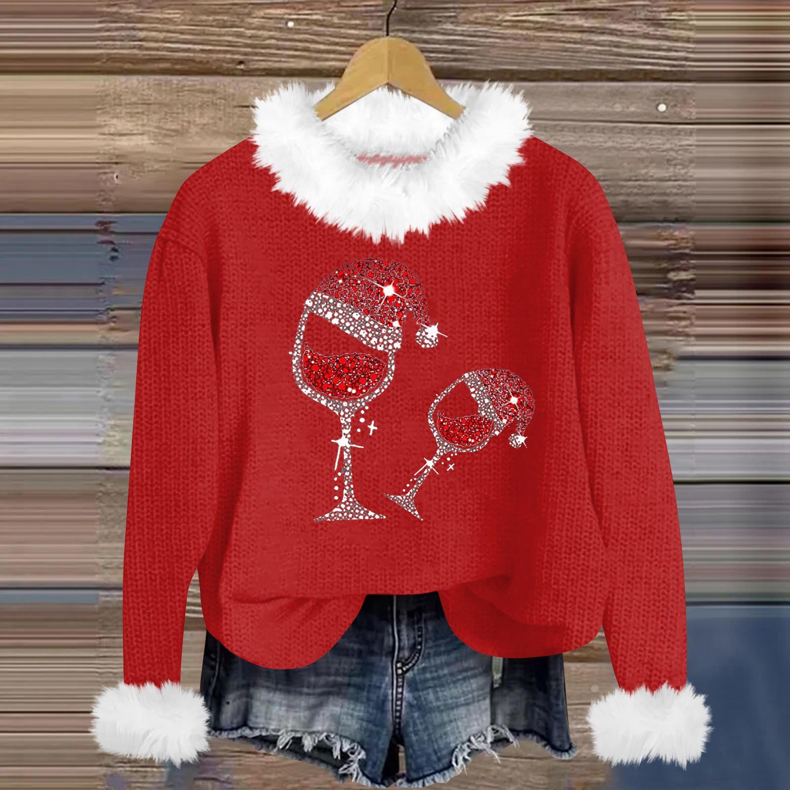 

Свитшоты для женщин Вязаный свитер Милая рубашка Осенний круглый вырез Пуловер с меховым воротником Топы XXXL