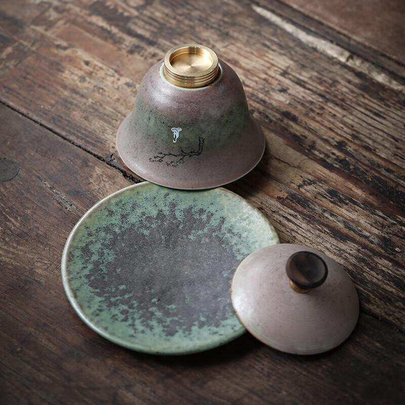 Sushic Ceramic Gongfu Gaiwan with Copper Foot