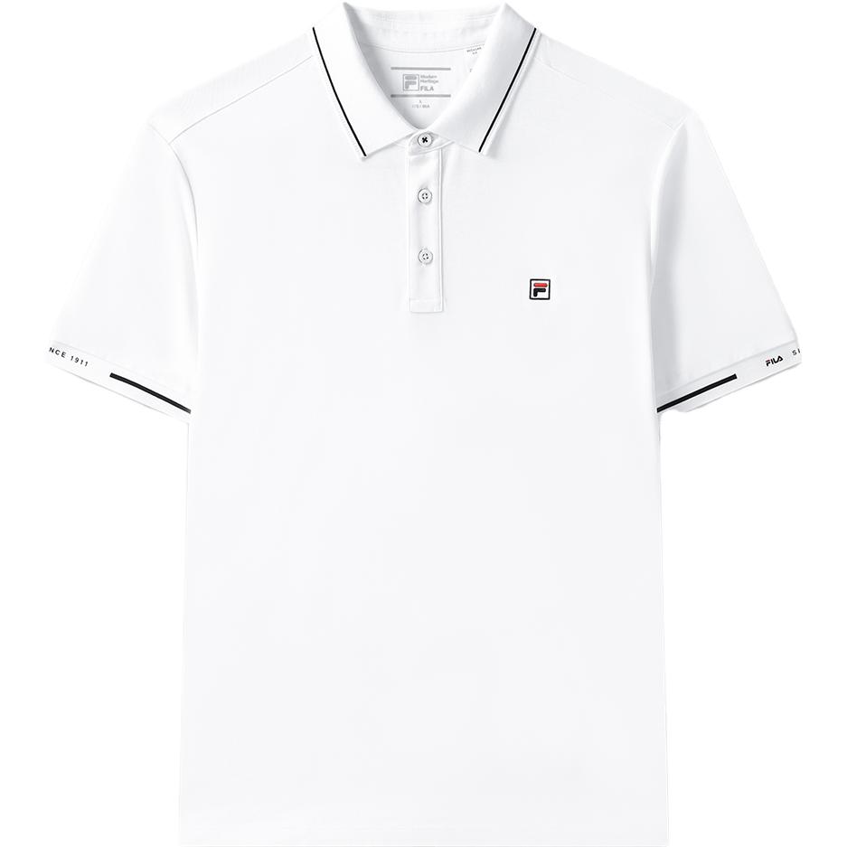 Fila Solid Color Logo Label Wrinkle Resistant Polo Shirt Men Tops White F11M321103FWT