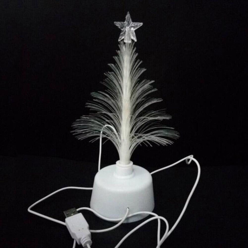 Mini LED Christmas Tree Lamp Colorful Fiber Optic Christmas Color Tree Optical Light Flash Changing Fiber Slow Decor USB La B3J0