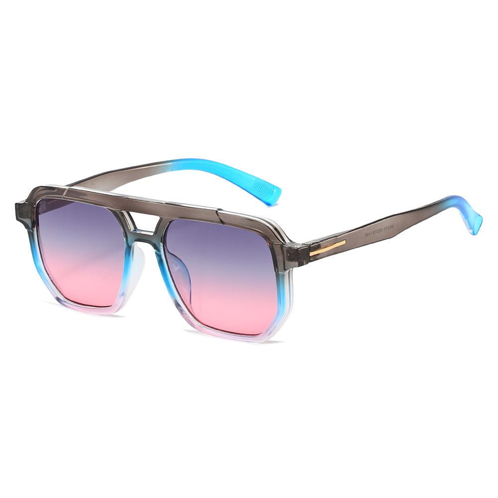 JYL Leopard Print Sunglasses UV400 Women Double Bridge Big Frame Ocean / 6270