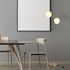 Living Room Floor Lamp with 2-Piece Glass Lampshade, Floor Lamp Standing Lamp with 2 E27 Sockets for Living Room Bedroom, Excl. Light Bulb