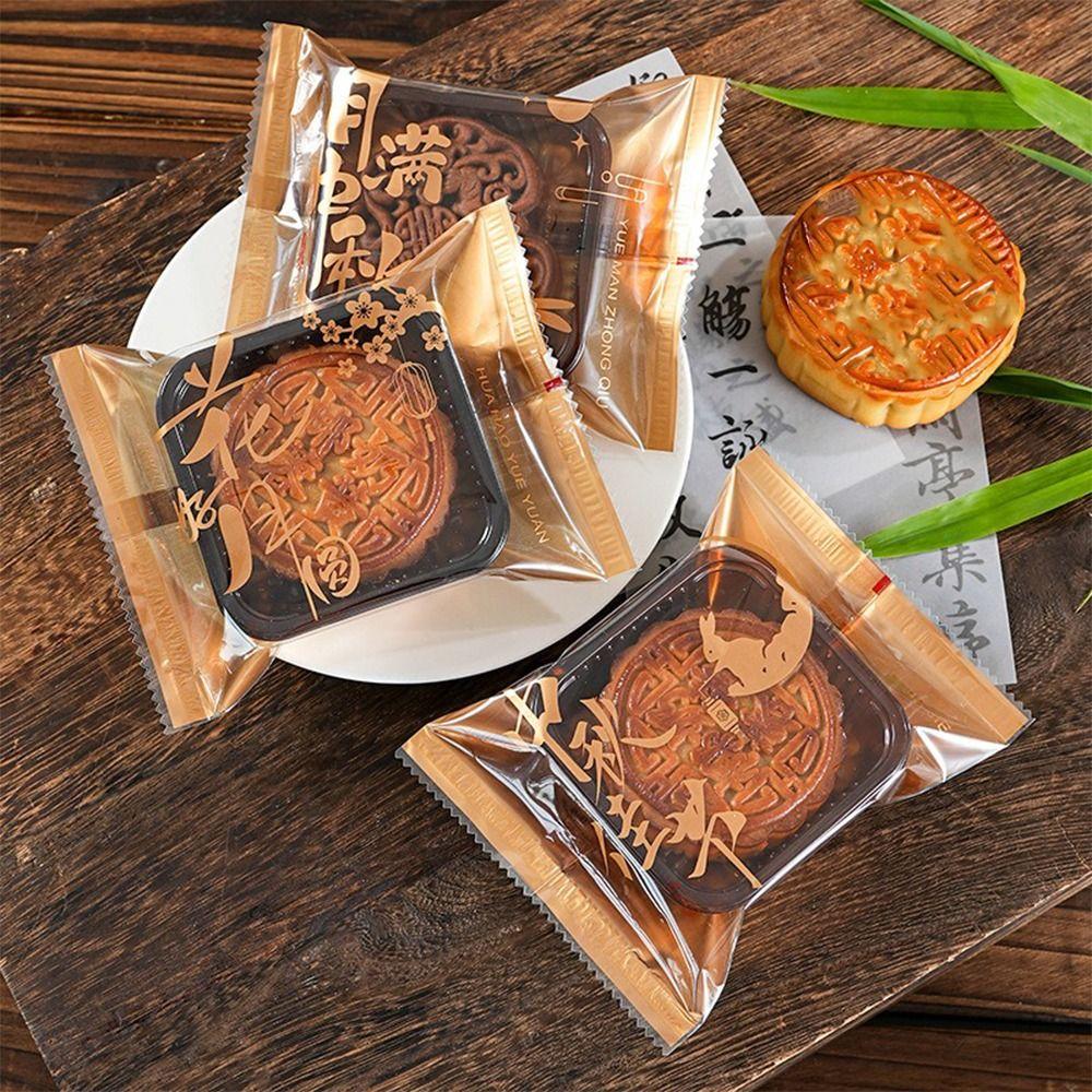 100pcs Plastic Cookie Packaging Bag Chinese Style Handmade Gift Bag  Mid-Autumn Festival
