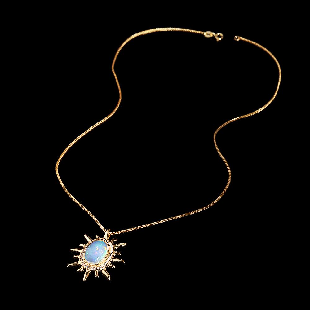 Hope Gemstones Natural oval 10*14mm ethiopia opal pendant 925 sterling silver Necklace Fine jewelry for women's Anniversary gift