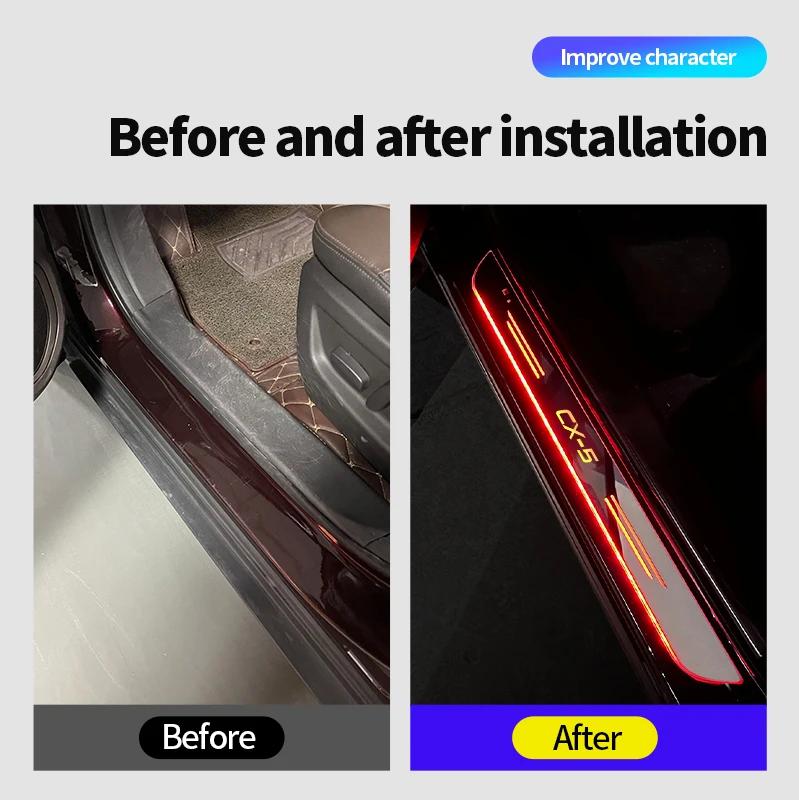 Acrylic USB Power Moving LED Welcome Pedal Car Scuff Plate Pedal Door Sill Pathway Light For Mazda CX5 CX-5 Auto Accessories