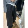 145cm Petite Women's Flocked Heart High-Waisted Wide-Leg Pants - Spring/Summer Casual Floor-Length Straight-Leg.