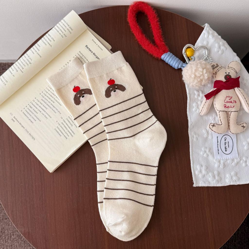 Cartoon Collegiate Style Cute Socks Girls Season Socks Cotton Puppy Cute Pet
