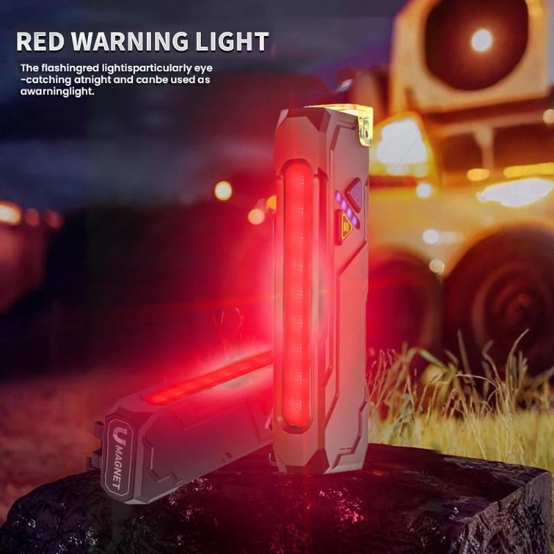 RGB LED Flashlight Rechargeable Flashlight Magnetic Work Light with Side Light Flash Light for Outdoors Emergency Camping