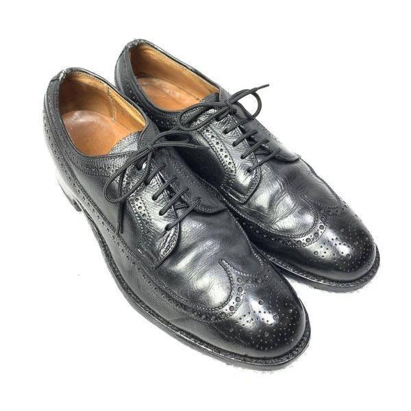 Vintage ALDEN Size 10.5A C 27.5 28.0cm Wingtip Dress Shoes Black(USED)