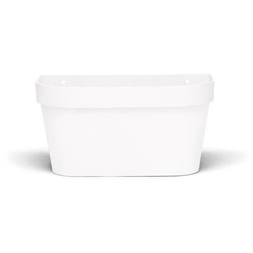 Pot mural - GARDEN ID Star - Blanc 36 x 16 cm - Réserve d'eau avec systeme de trop-plein - Recyclé et 100% recyclable