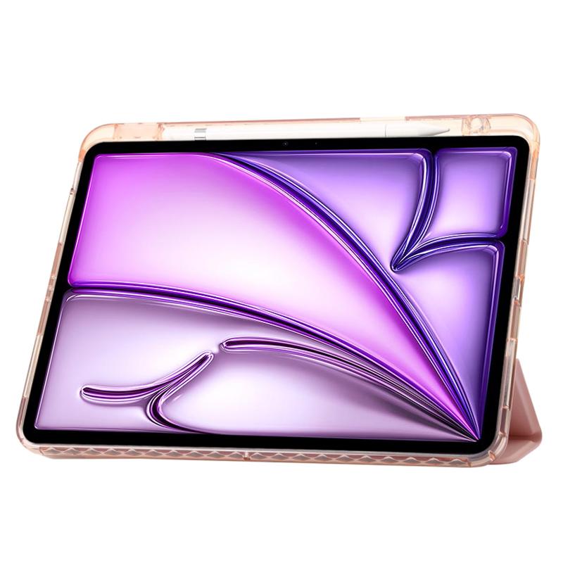 For iPad Air 13 (2025)/(2024) Case Tri-Fold Stand Acrylic Back PU Leather Anti Fall Tablet Cover