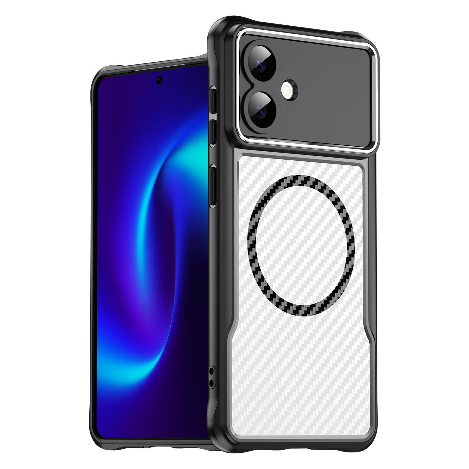 Samsung Galaxy S26 Edge Case, Magnetic Carbon Fiber Transparent Phone Case Cover for Samsung Galaxy S26 Edge чёрный