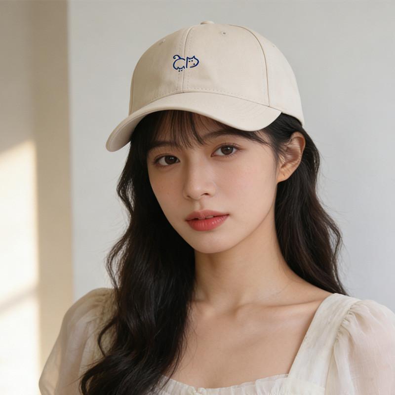 Cat Embroidered Baseball Cap With Wide Brim For Casual Spring Summer Wear