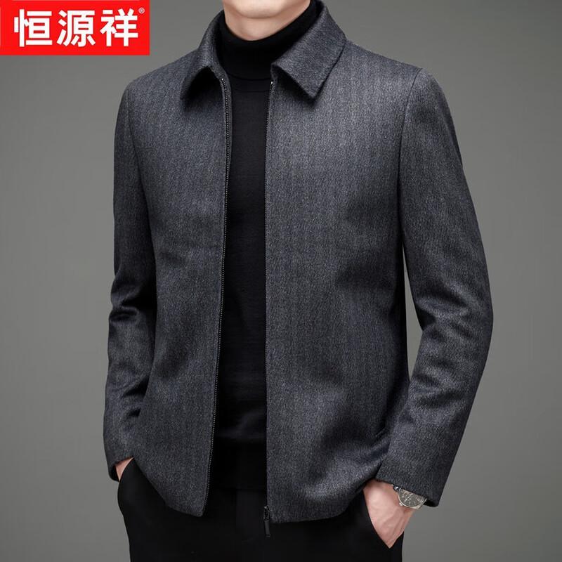 

Hengyuanxiang Men s Thickened Cashmere Blend Turn-down Collar Wool Jacket 3XL