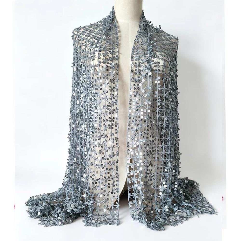 Ethnic Glitter Sequin Hollow Out Scarf, Multi-functional Shawl & Headscarf for Women Evening Party