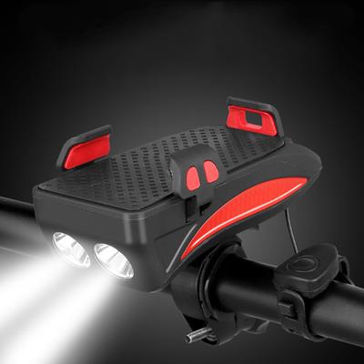 Bicycle Front Light Headlight Bike Horn Lamp Cycling Phone Holder Flashlight Bike Accessories