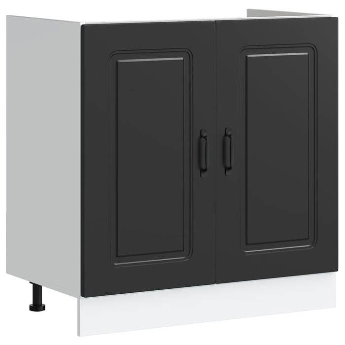 VidaXL Meuble bas pour évier Kalmar noir 80x46x81,5 cm bois ingénierie 853448