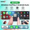 Carlinkit 2-в-1 Міні Ультра Бездротовий Адаптер Carplay та Бездротовий Адаптер Android Auto Дротовий до Бездротового Plug and Play