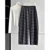 Gray Plaid High Waist Wide Leg Vintage Suit Pants Loose Fit Trousers Women Fashion Tide Spring Autumn