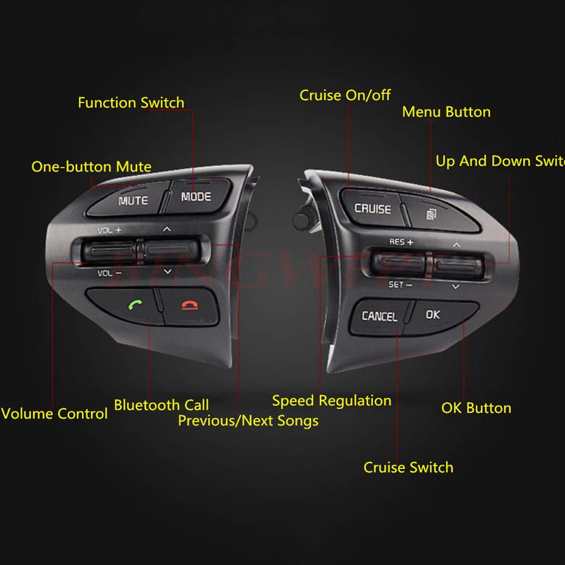 BINGWFPT Car Steering Wheel Audio Cruise Control Buttons For Kia K5 Optima 2014-2015 Wth Backlight Button Switch