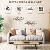2Pcs Black Iron Branch Bird Style Wall Art Smooth Surface Branch Bird Silhouette Wall Decor for Home Balcony Garden
