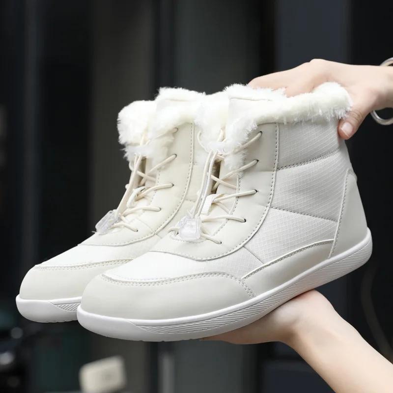 Fashion Women's Winter Snow Boots Fur Lined Barefoot Boots Wide Toe Box Ankle Booties Walking Boots Outdoor With Plush Cotton Shoes