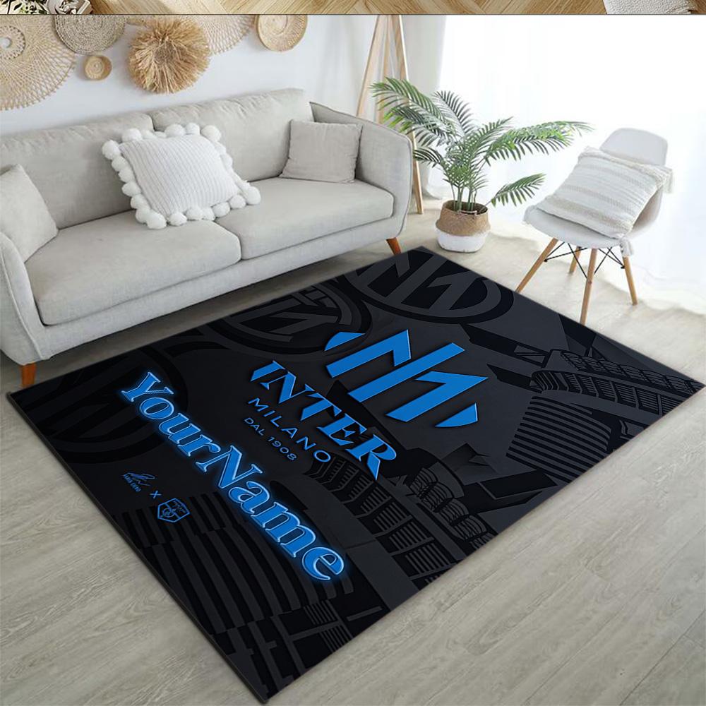 Inter Milan Customizable Name Area Rug Perfect for Study room Game Room Dormitory Balcony Anti-slip Rug Office home decor Best for Christmas