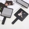1pc Square Handheld Women Travel Makeup Mirror Chic Handle Dual-Use Desktop Personalized Gift Initial Name 26 Letters Pattern