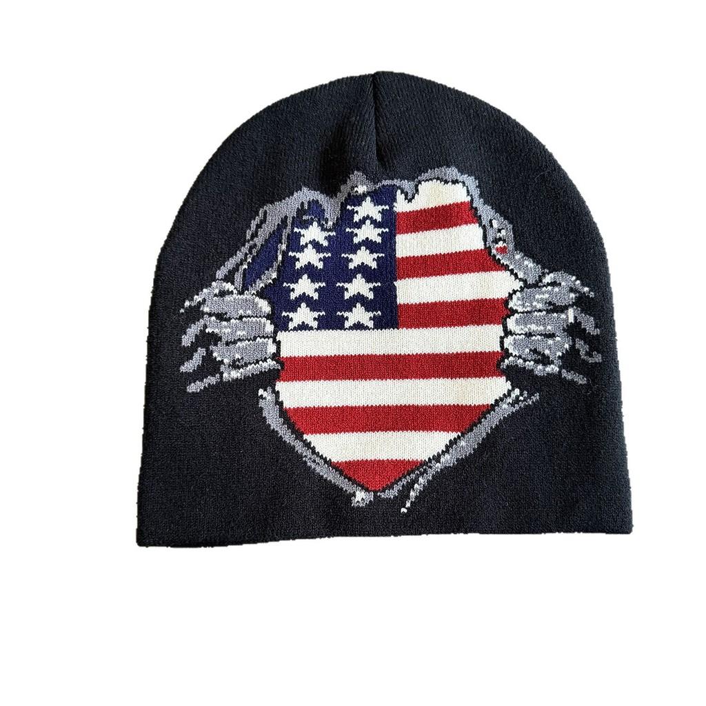 Acrylic Knit Hat With Color Block Pattern For Winter Outdoor Warmth